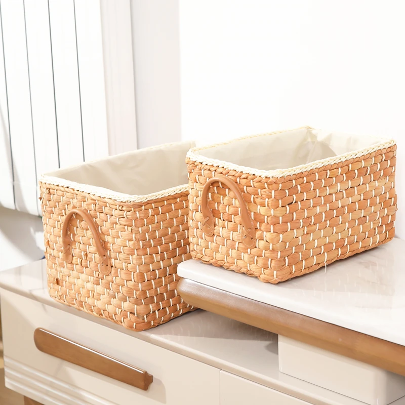 One Piece Corn Husk Woven Storage Basket Japanese Style Rectangular ...