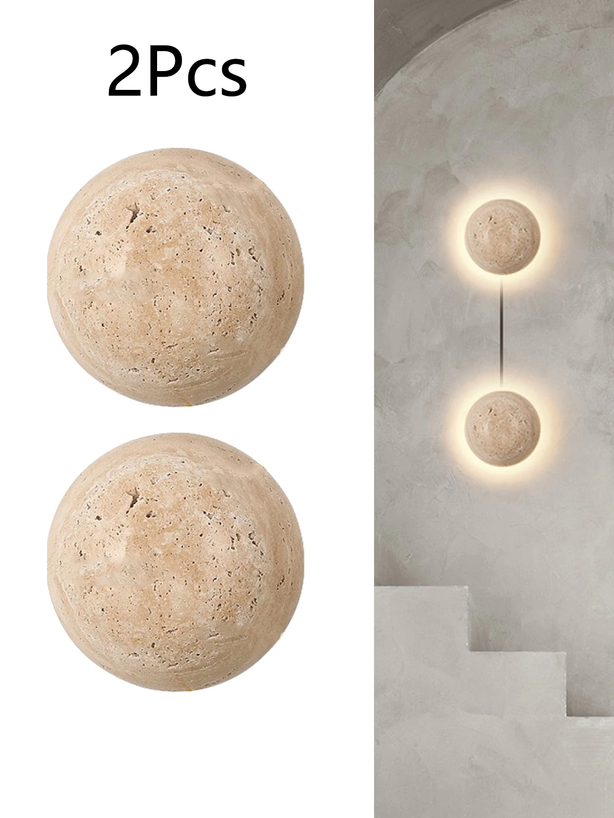 

2pcs Yellow travertine Scandinavian bedroom bedside wall lamp Japanese wabi-sabi style B&B staircase wall ambient light