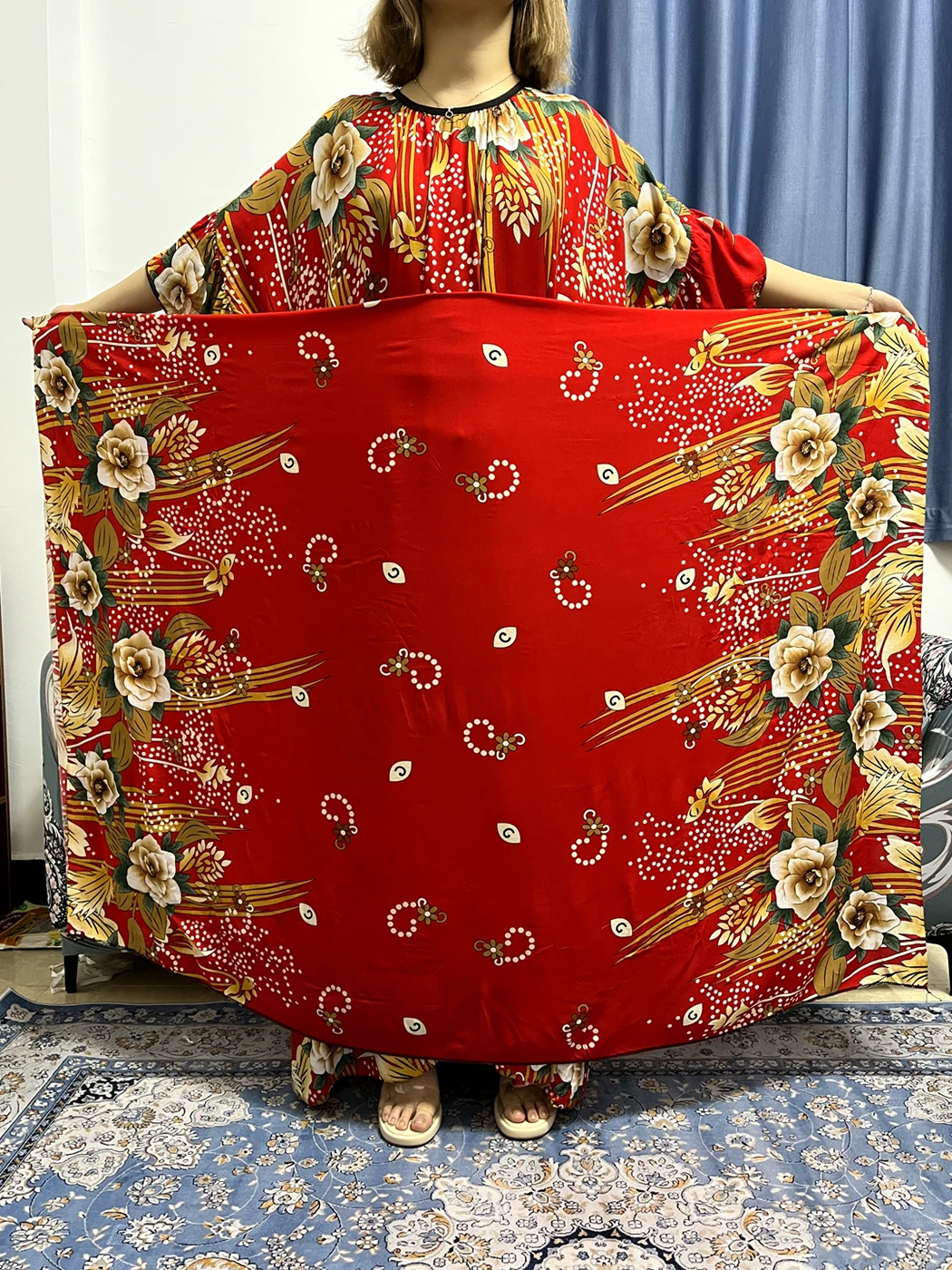 Abayas For Women 2023 Floral Round Neck Short SLeeve Print Maxi Robe Femme Musulmane Turkey Islam African Traditional With Scarf