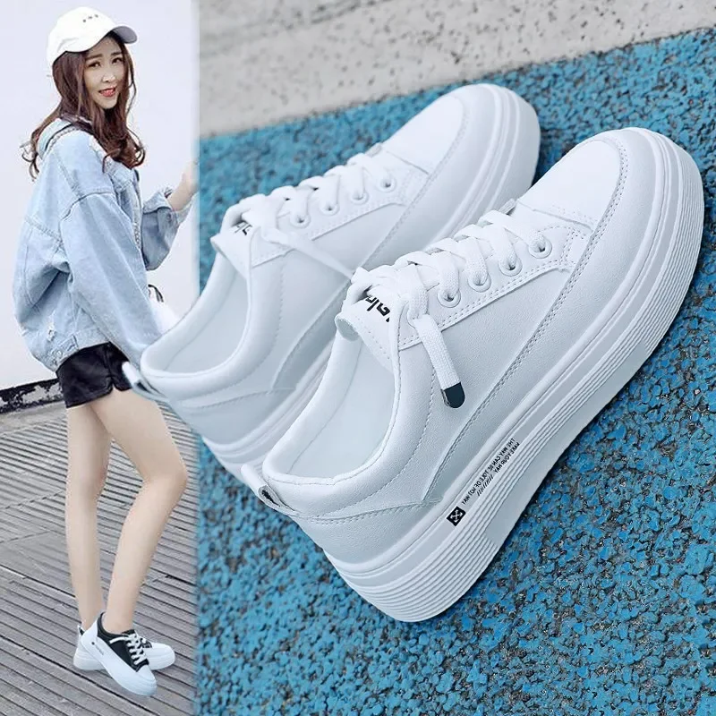 Platform Sneakers Women Running Sports Shoes Casual  Breathable Lace Up PU Leather Shoes Soft Footwear Trainers Women Sneakers