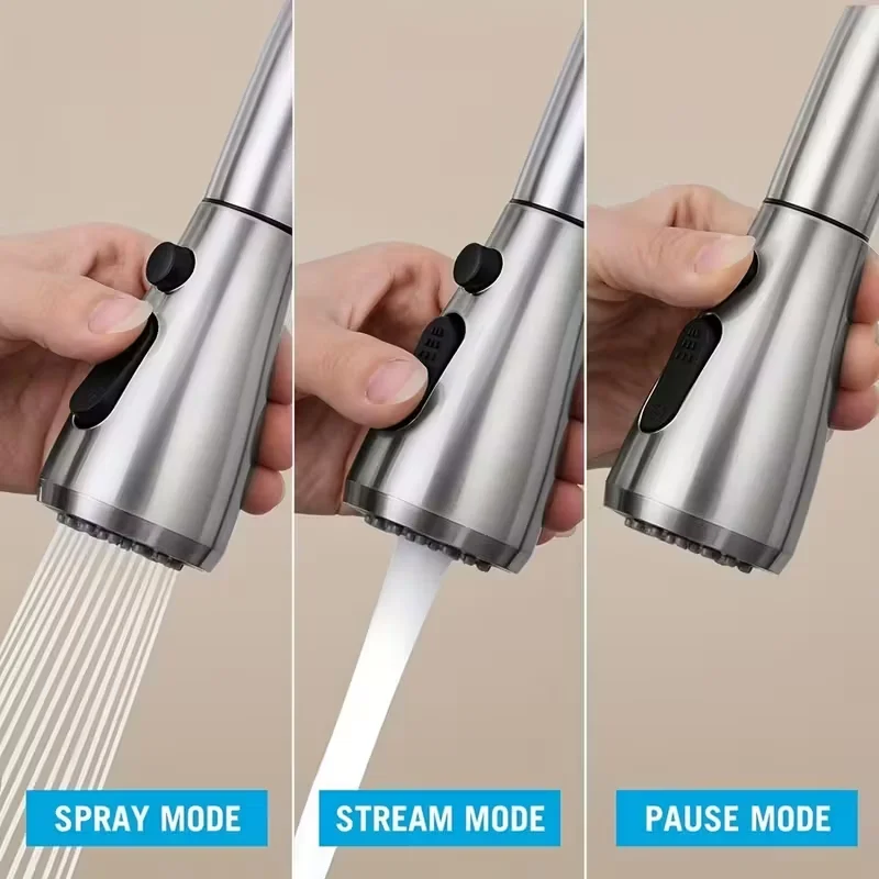 1pc Kitchen Faucet with Pull-Down Spray Single Handle High Arc Commercial Stainless Steel Brushed Nickel Kitchen Sink Faucet