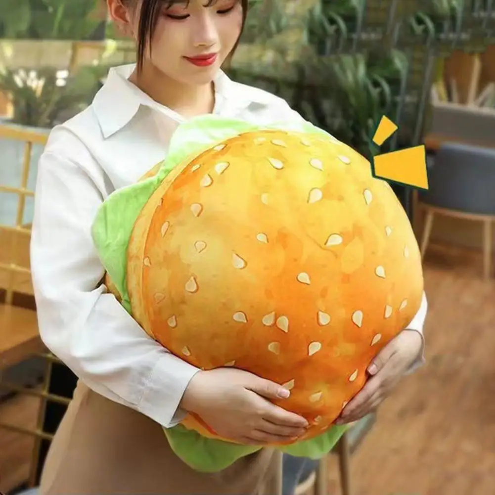3d Printed Burger Pillow Cheeseburger Plush Pillow 3d Simulation Hamburger Stuffed Cushion for Kids Bedroom School Classroom 3