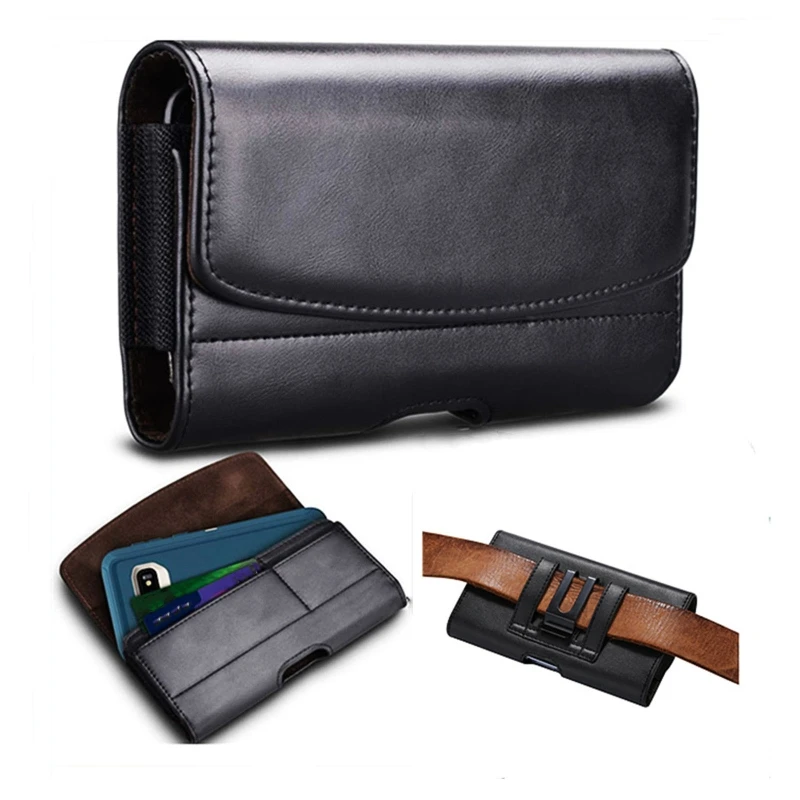 

PU Leather Holster for Men Horizontal Carrying Phone Pouch Belt Clip Credit Cards Holder Case Wallet Coin Purse Gift for Father