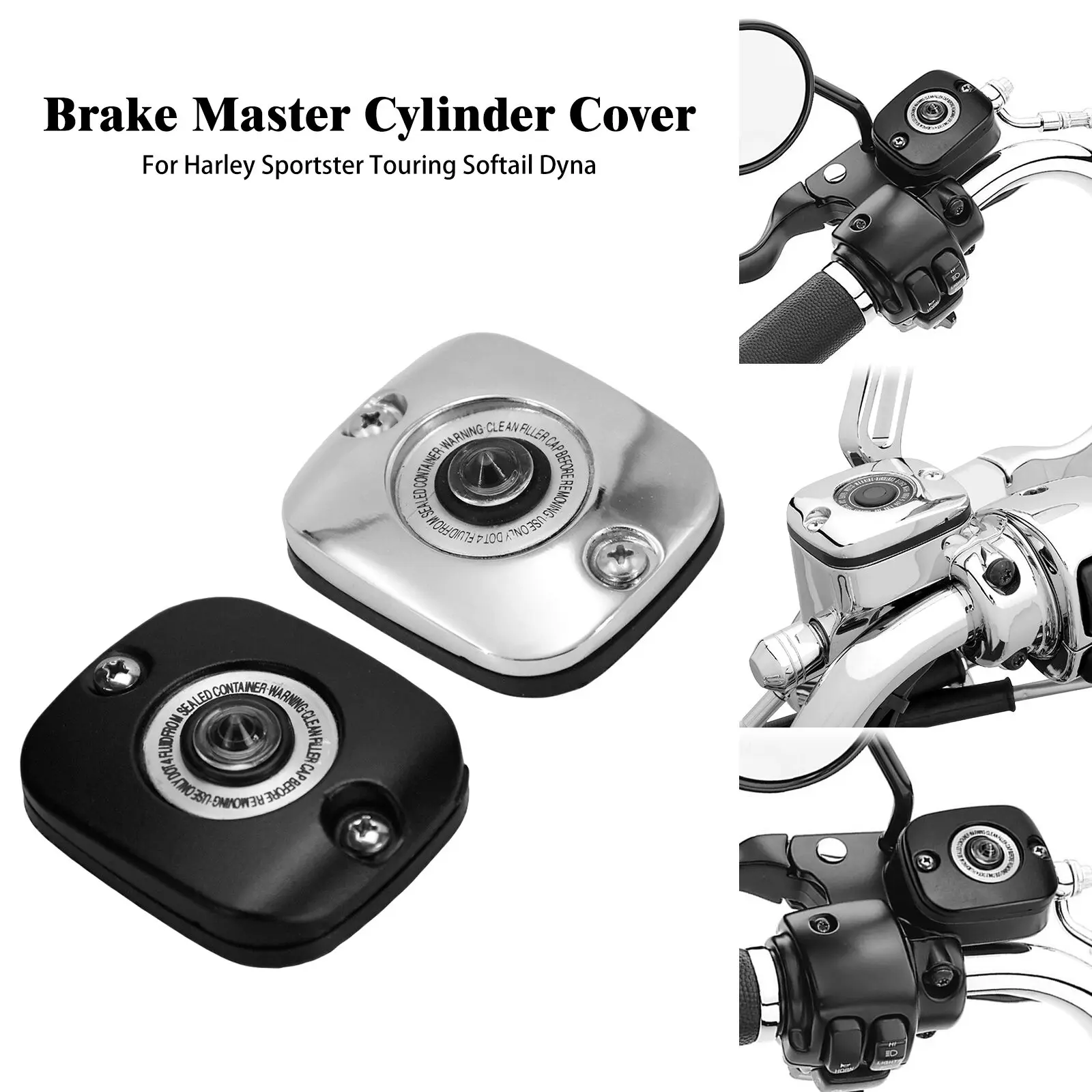 Motorcycle Front Brake Master Cylinder Cover Black/Chrome For Harley
