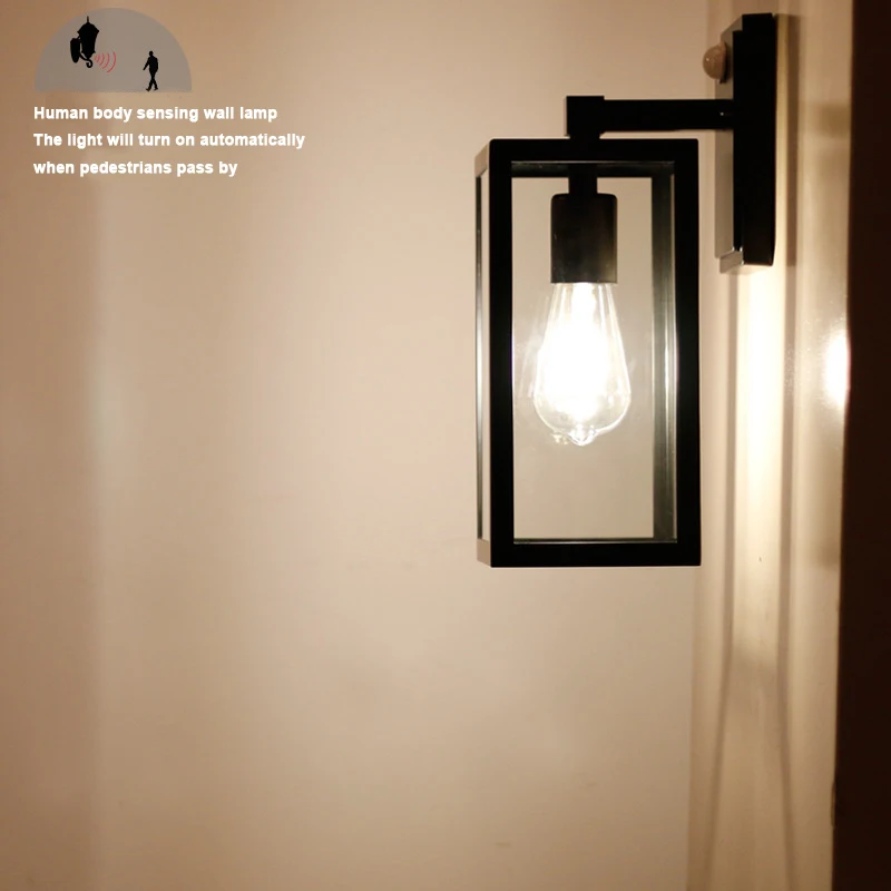 Human Body Induction Iron Wall Lamp Indoor And Outdoor Corridor Induction Wall Lamp Installation Of Automatic Lighting