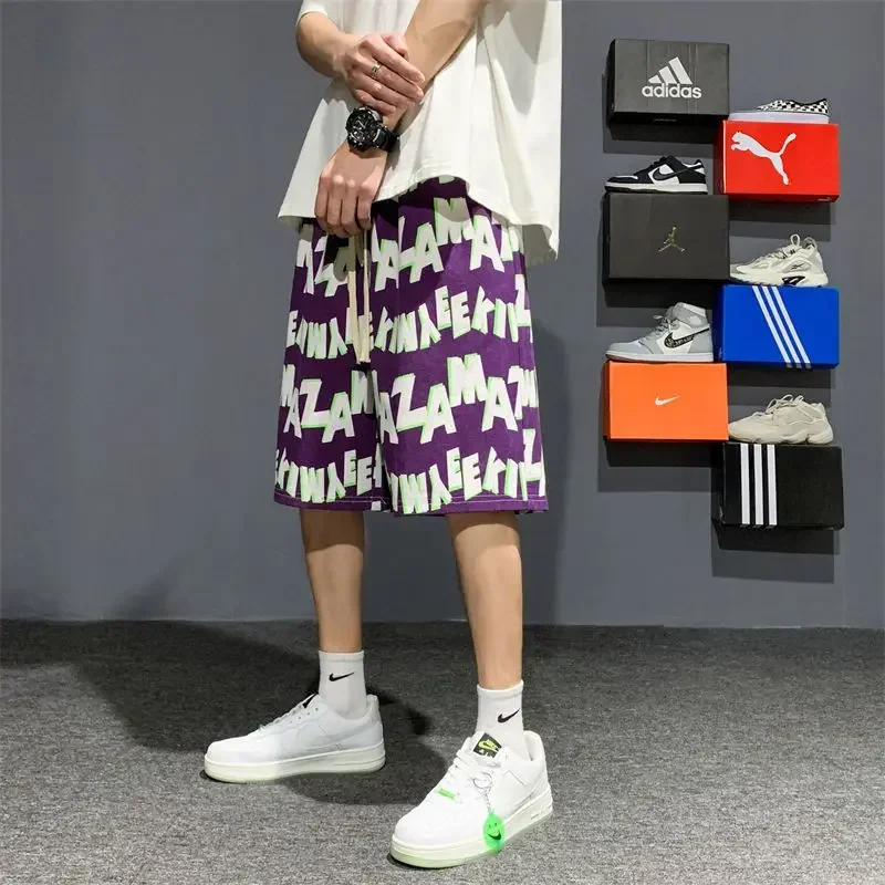 Summer Casual Beach Shorts Men's Loose Large Thin Sports Basketball Trendy Shorts