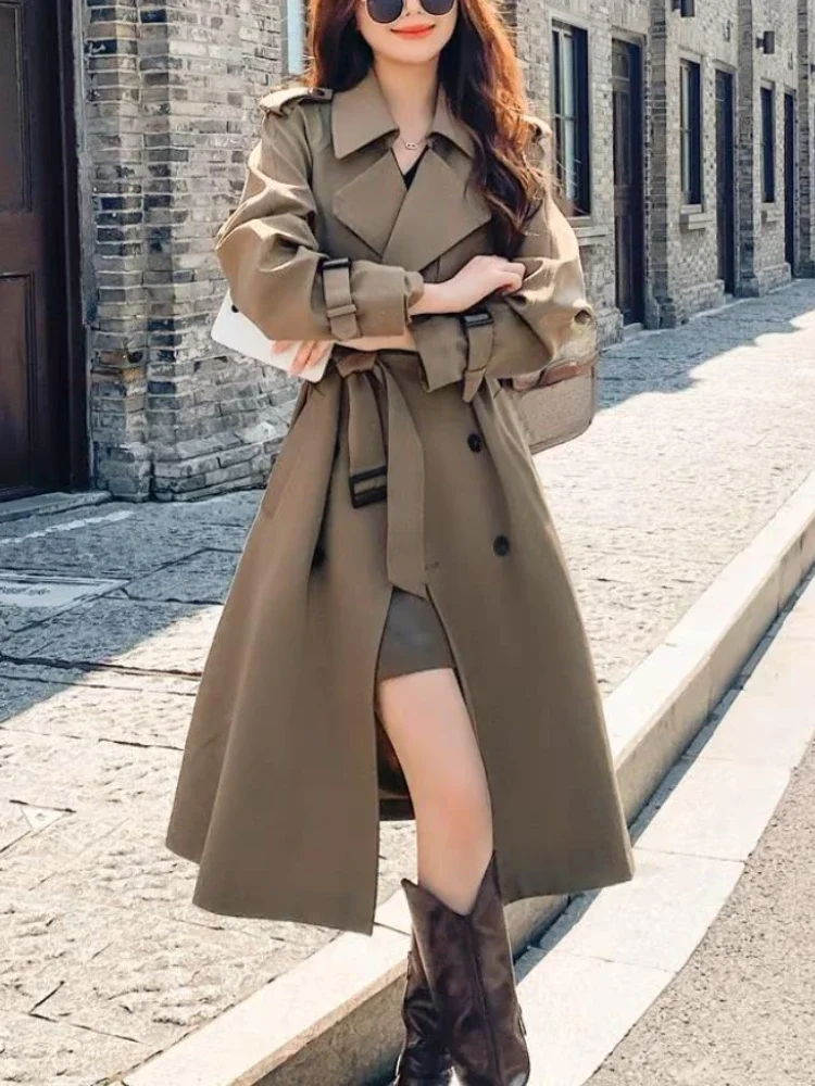 

Женская Длинная ветровка с длинным рукавом, Повседневная ветровка в Корейском стиле, весна-осень