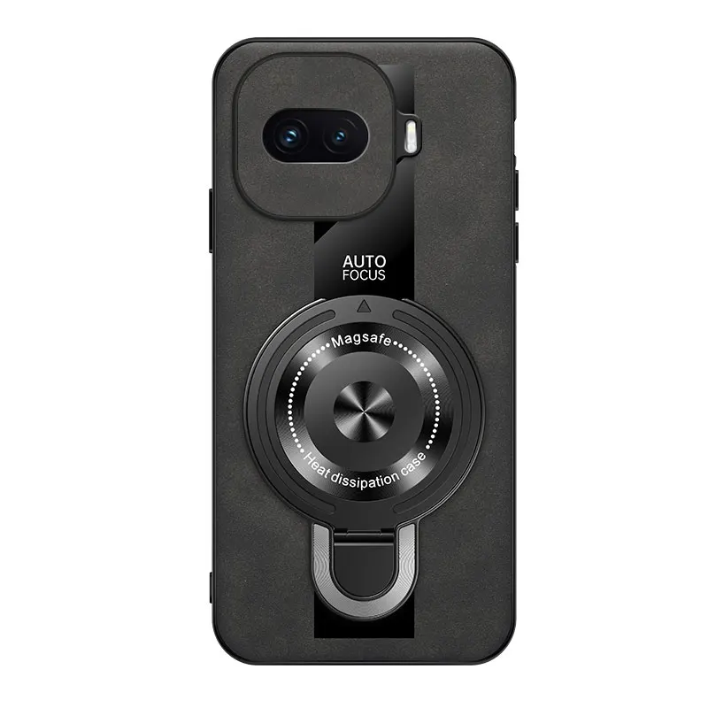 Sheepskin Leather Wireless Charging Magnetic Ring Holder Case - Shockproof and Stylish Cover
