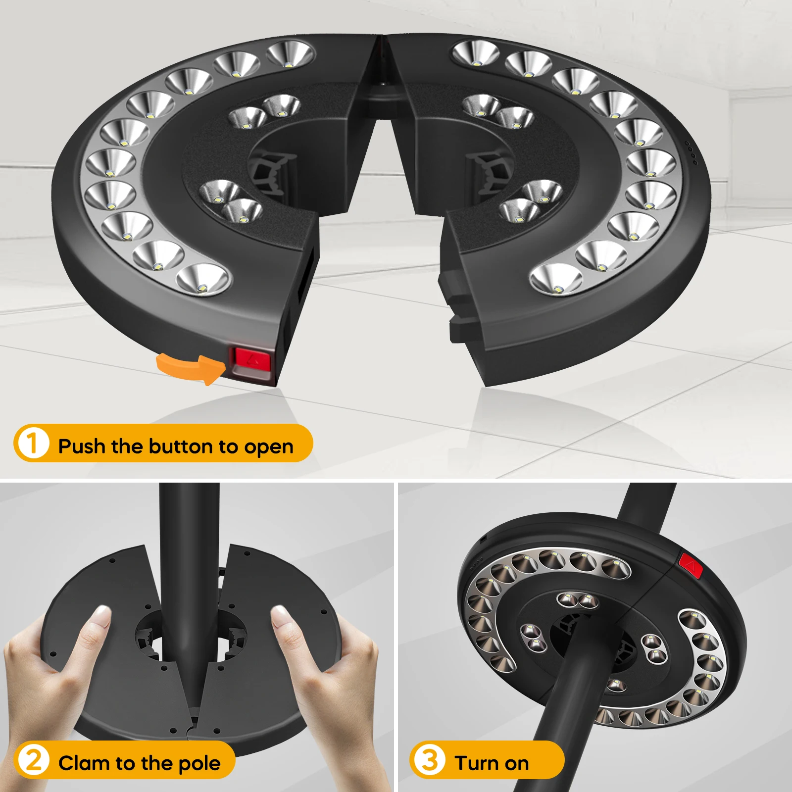 28LED Patio Umbrella Light Outdoor 3 Mode Camping Light Night Tent Patio Garden Emergency With Auto-Adjustable Clamp