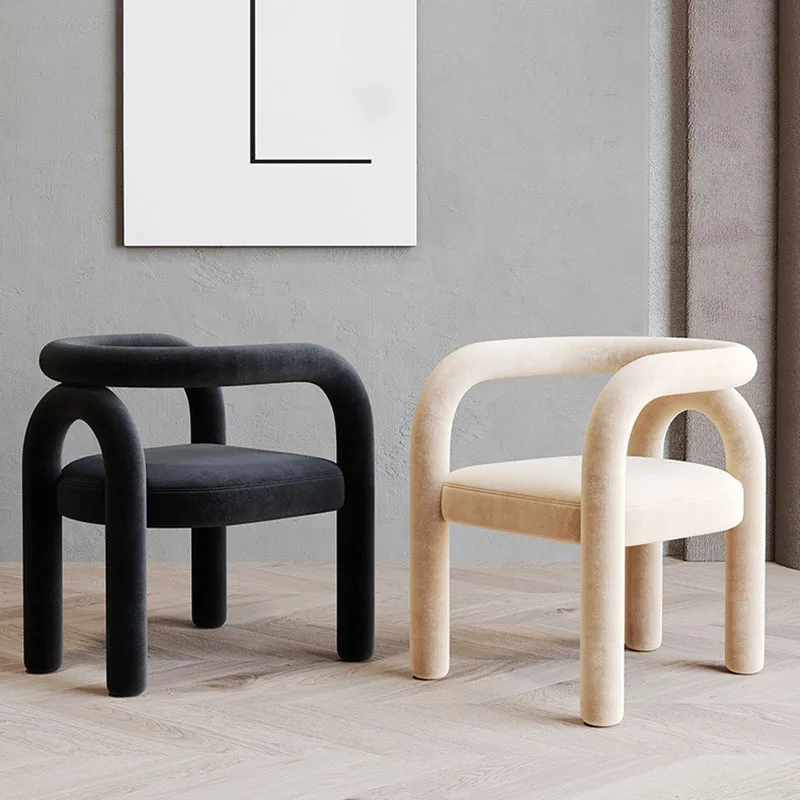 Luxury Makeup Chair Nordic Living Room Furniture Leisure Chair Backrest Dining Lamb Cashmere Sofa Armchair Cosmetic Stool
