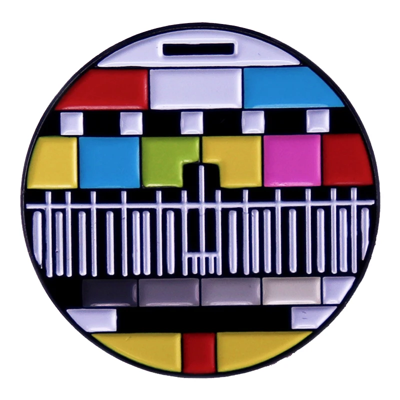 

A2966 Retro Antenna TV Pins Color Snowflake Screen No Sign TV Signal Picture Antenna Television Jewelry Gift Brooches For Friend