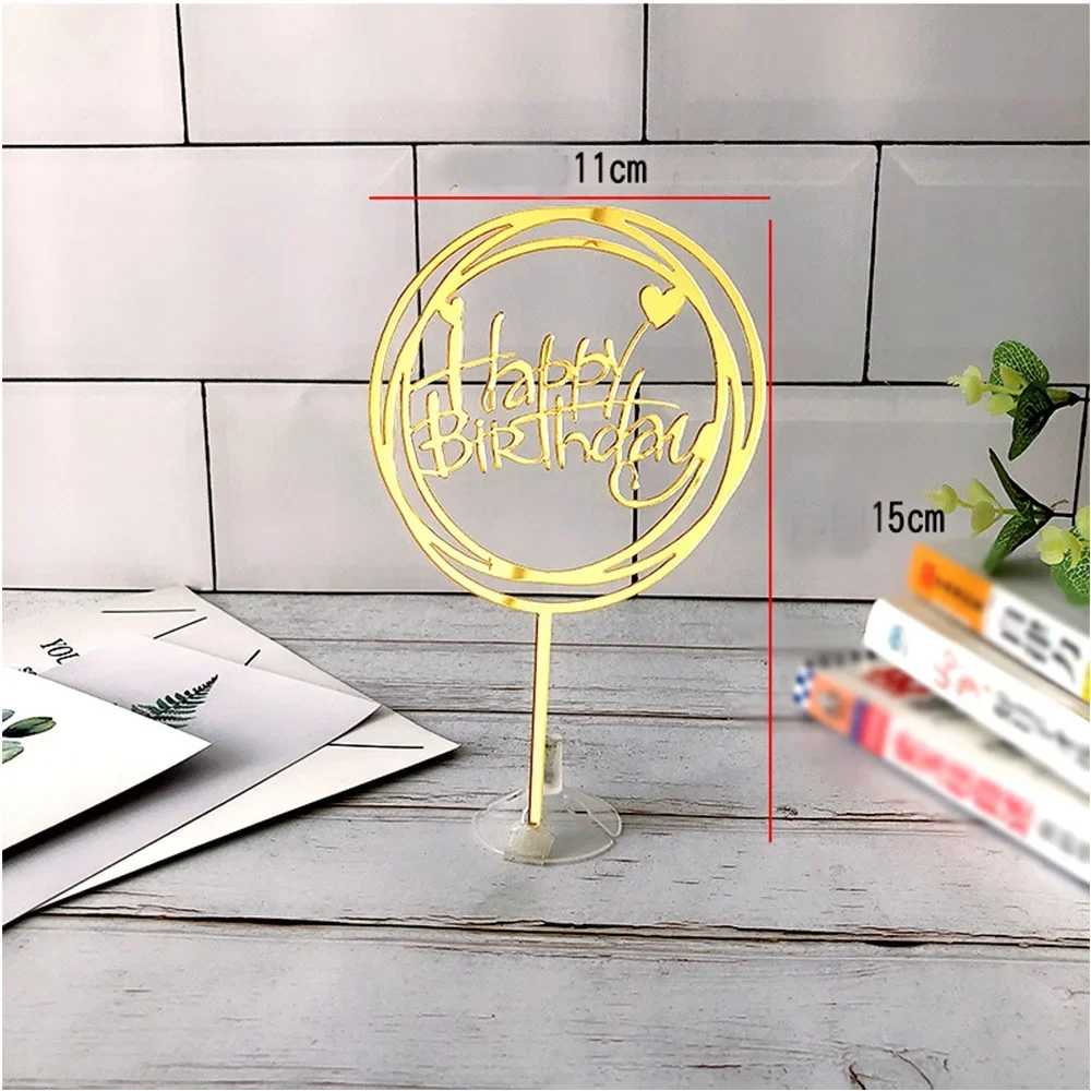 Acrylic Happy Birthday Cake Topper - Style 3