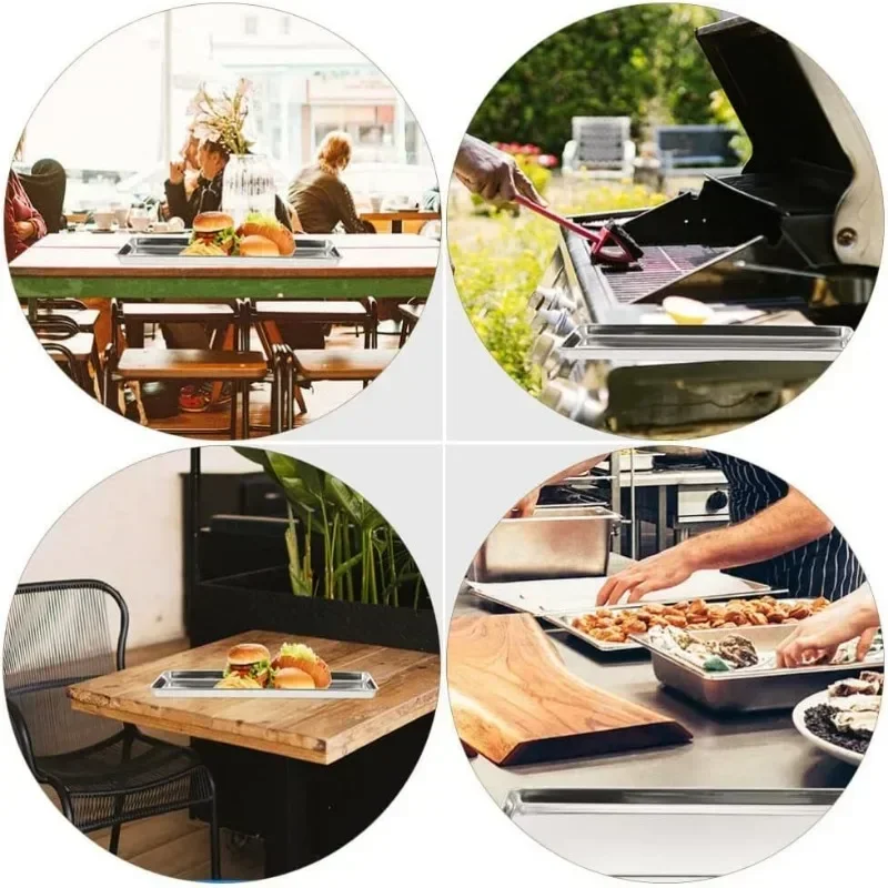 Food Stainless Steel Tray Buffet Presentation Trays Metal Food Serving Plate Kitchen Organizer Trays Decorative Kitchenware 5
