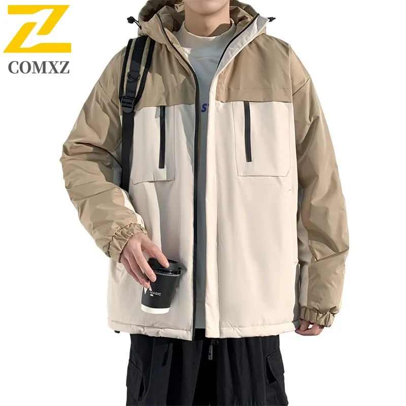 COMXZ Wear Resistant Outerwear Waterproof Windproof High Quality Climbing Travel Men Coat Camping Breathable Multi-Pocket Hooded