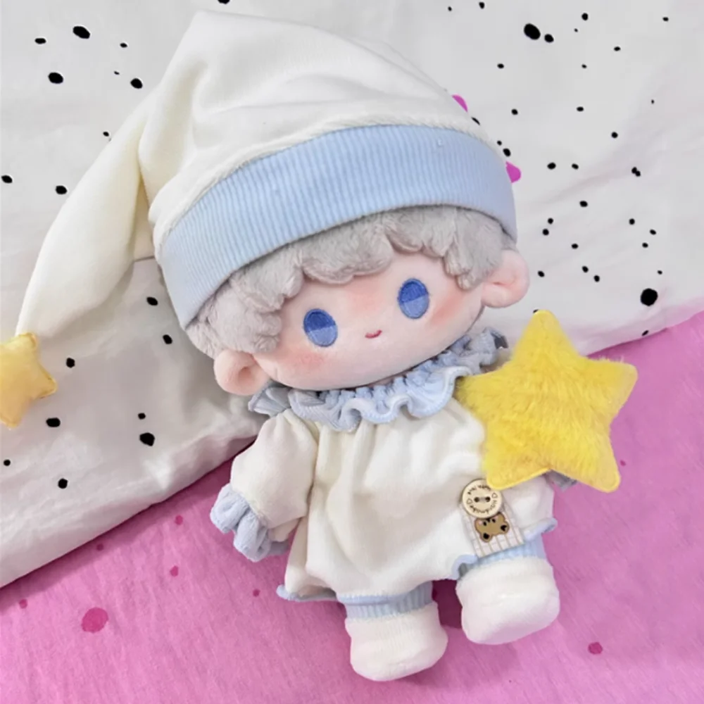 1 set Pajamas 20cm Cotton Doll Clothes Outfit Star Hat Cotton Doll's Clothes Brown Mini Doll Clothes Doll Accessories