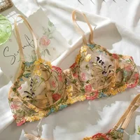 Ensemble de Lingerie florale polyvalente 2 pièces, sous-vêtements transparents brodés pour femmes, intimes 5