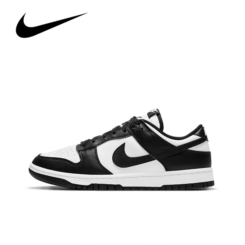 Scarpe Da Skateboard Da Uomo Nike-Dunk Low Retro 'Black' Classiche Unisex In Bianco E Nero