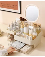 Chic Drawer-Style Cosmetic Organizer With Mirror - Portable Makeup Storage Box For Skincare, Lipstick & More 1