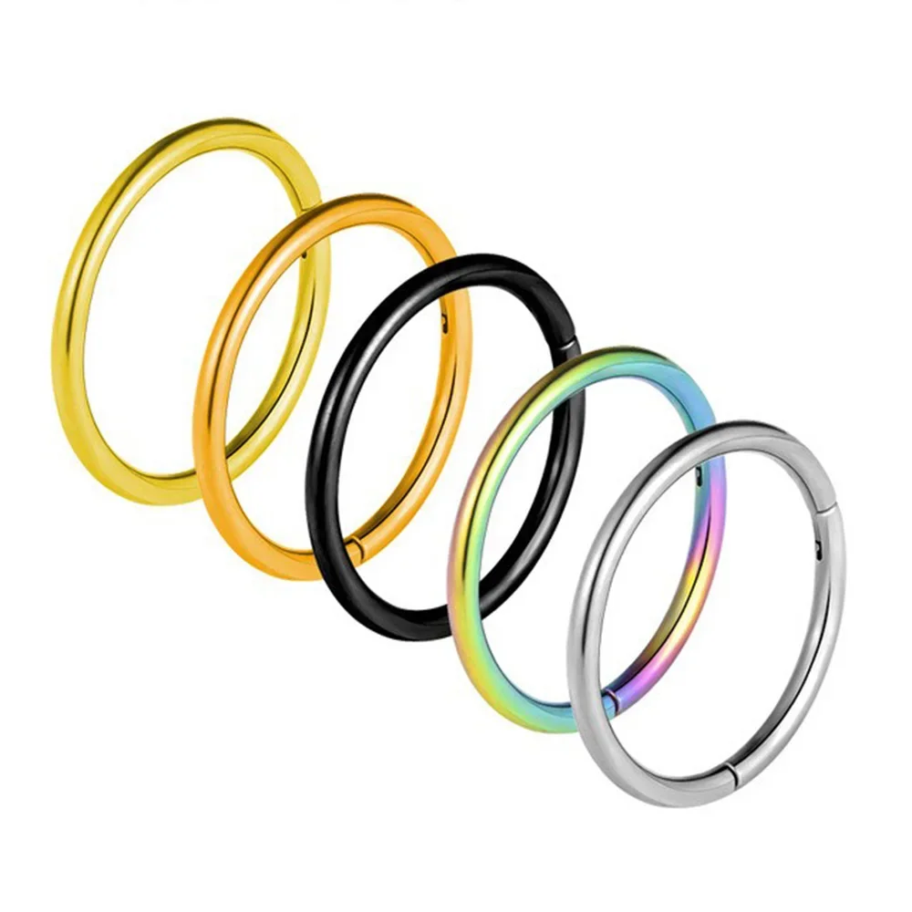 5 Anelli Per Piercing In Titanio G23 - Setto, Naso, Orecchio - 8/10/12mm - Multicolore Clicker - Foto 10