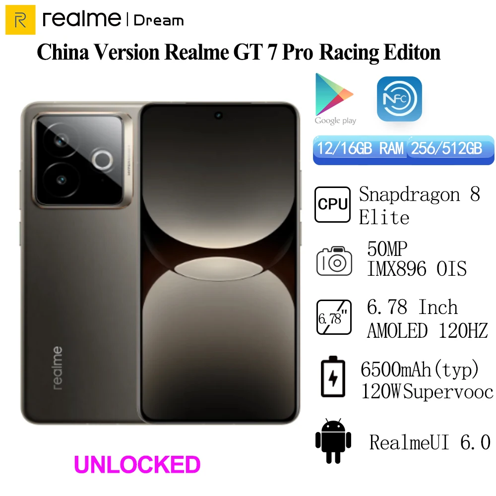 新品未開封 realme GT7 Pro Racing Edition Original Realme GT 7 Pro Racing Edition Mobile Phone 120W