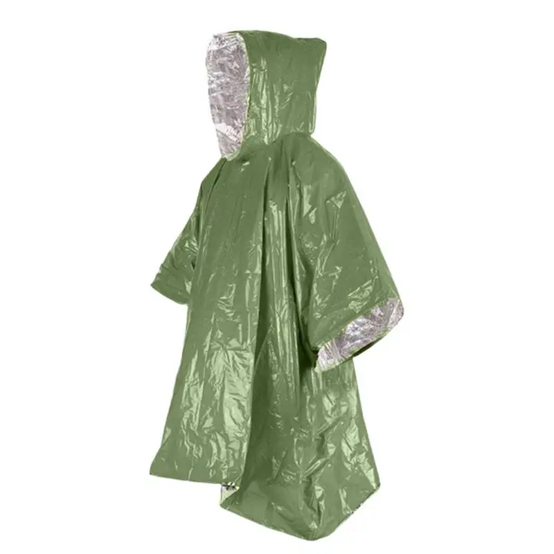 Emergency Waterproof Raincoat Aluminum Film Disposable Poncho Insulation Rainwear Blankets Camping Survival Rain Coat Equipment