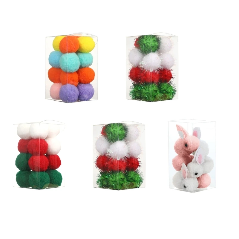 

Colorful Balls Cat Toy Pompoms Chasing Balls Christmas Theme Color 6XDE