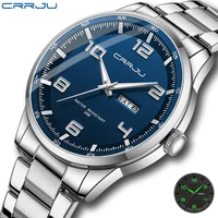 CRRJU NEW Men's Watches Casual Business Quartz Stainless Steel Band with Auto Date Luminous Hands Relogio Masculino 2