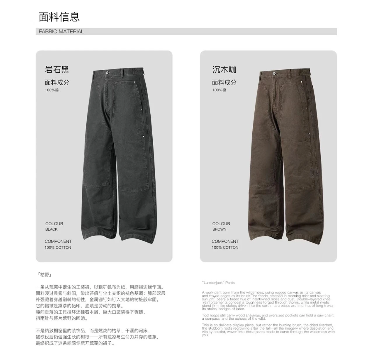 Whyworks 25aw Vintage outdoor work pants heavy duty stone washed cotton material casual