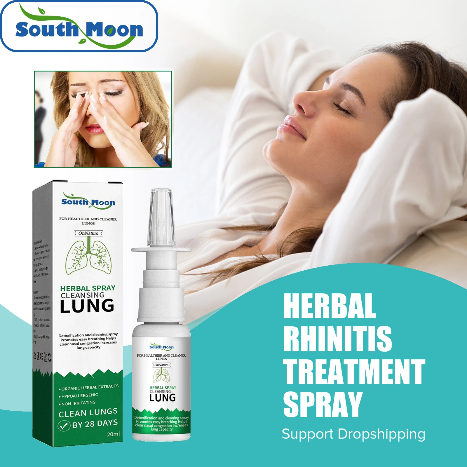 South Moon Natural Herbal Nose Spray Anti Sneezing Allergic Rhinitis