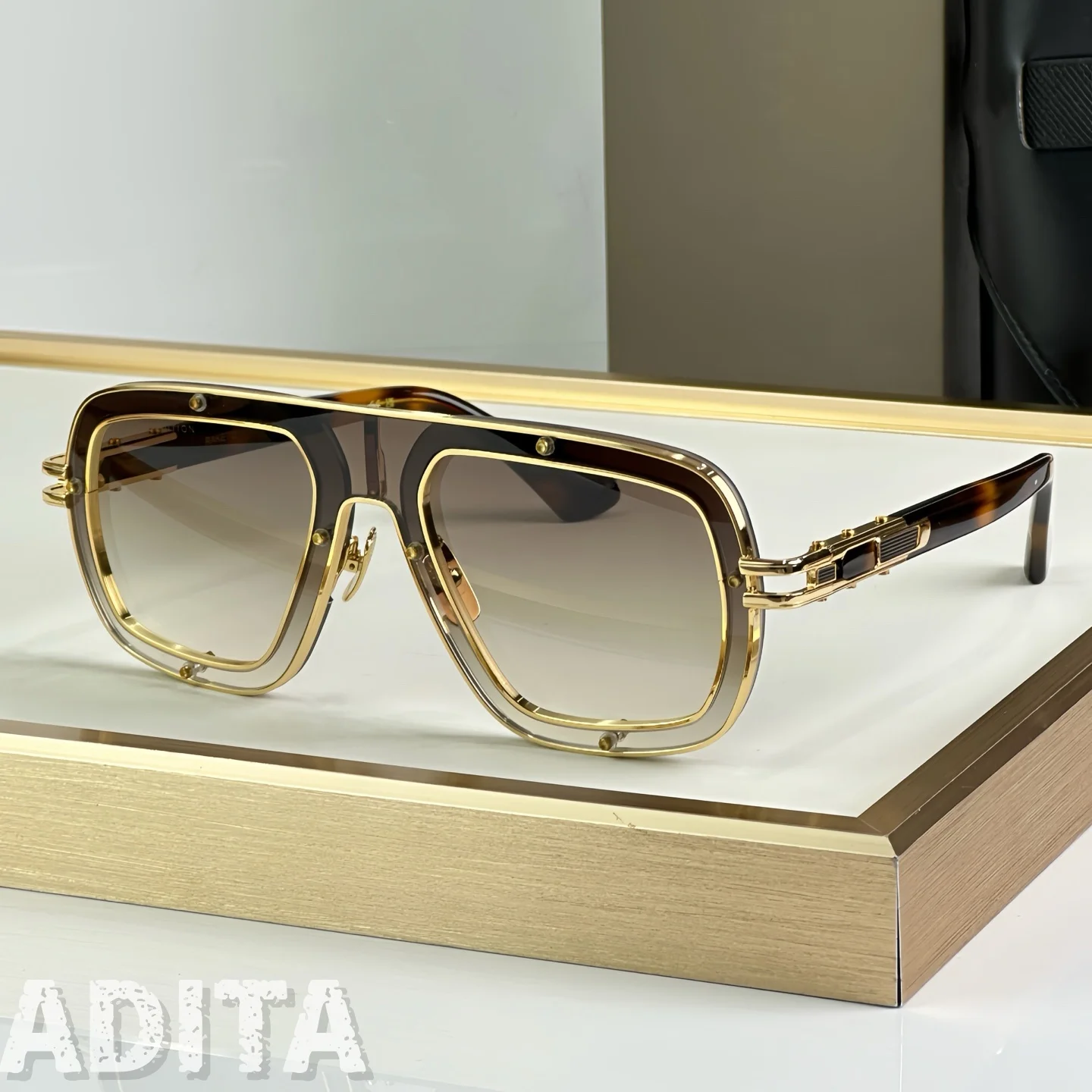 ADITA RAKETO DTS427 Hochwertige Sonnenbrille für Herren, klassische Damen-Sonnenbrille, Luxusmarke, Designer-Mode-Sonnenbrille, UV400, mit Box