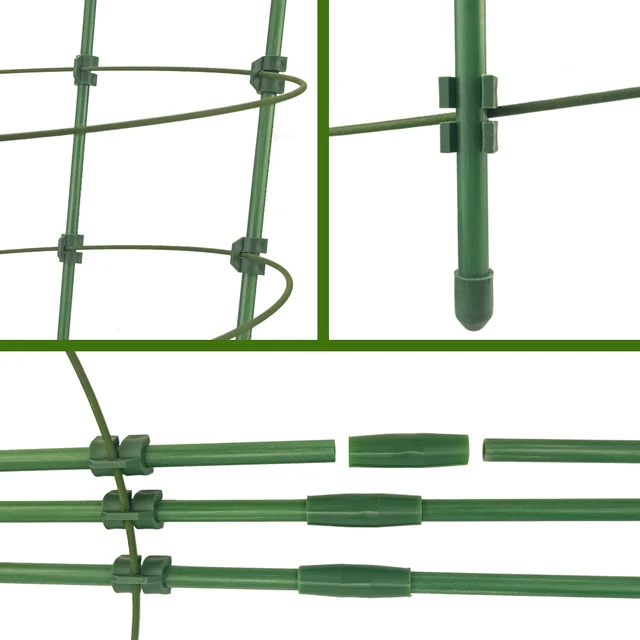 90cm Adjustable Tomato Cage 36 inches Plant Support Cages Cucumber Trellis for Climbing Plants 4 Adjustable Rings and Plant Clip 6