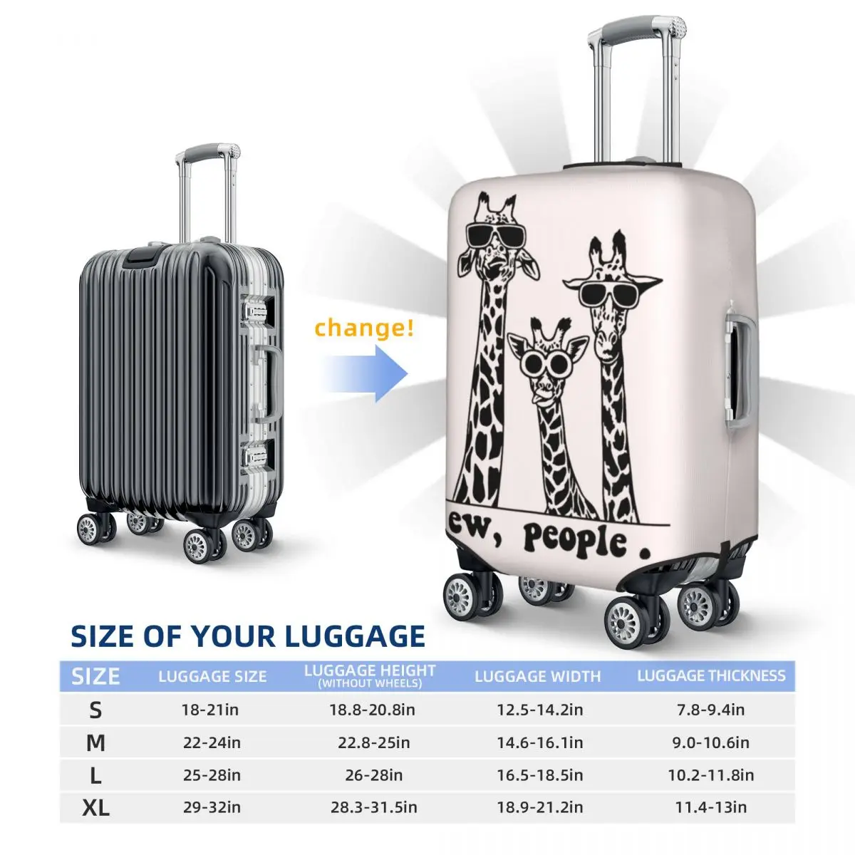 Cute Giraffe Family Printed Suitcase Cover Wildlife Fashion Travel Protection Flight Useful Luggage Supplies