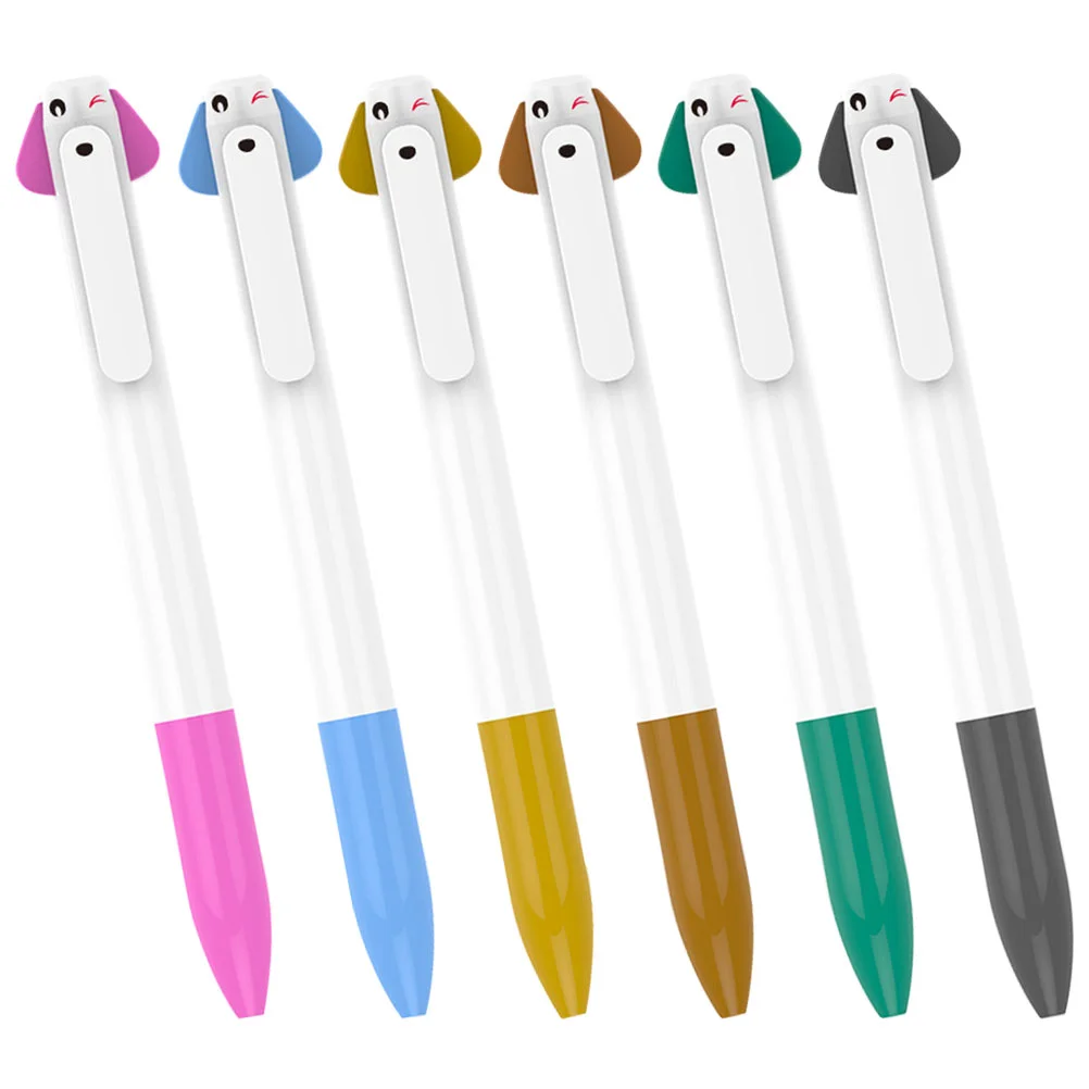 6 Pcs Ball Point Pens Fine Ink Cartoon Practical Ballpoint Adorable Writing Plastic Daily Use Supply Office