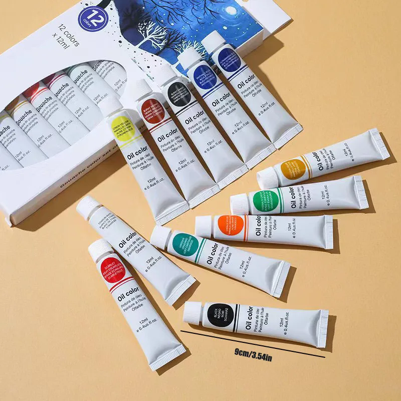 12 color acrylic paint set Beginner hand painted 12ml oil gouache watercolor painting paint 2