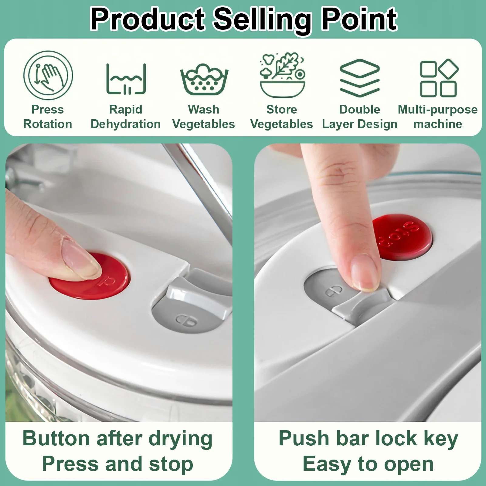 Manual Pressing Fruit and Vegetable Salad Dehydrator Multi-Functional Vegetable Washer Salad Dryer Mixer Fruit & Tools vegetable dryer vegetable washer