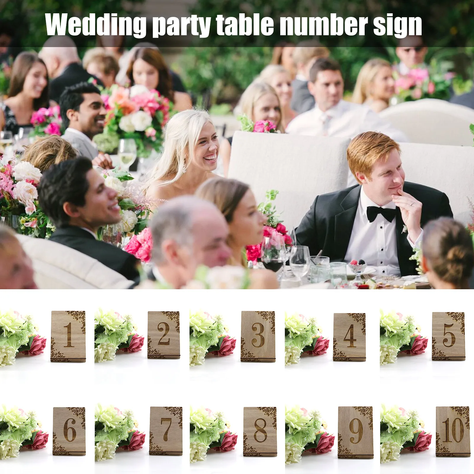 10Pcs 1-10 Numbers Wood Signs Wedding Table Number Wooden Table Numbers Birthday Party Engagement Seat Numbers Sign Gift