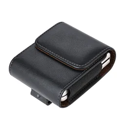 Premium 360° Rotation Sheepskin Leather Belt Clip Folding Case Waist Bag for MOTO Razr 50 (Black)