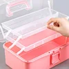 2/3 Layers Large Capacity Storage Box Foldable Multifunctional Plastic Portable Makeup Hairpin Organizer Nail Art Jewelry Box 4