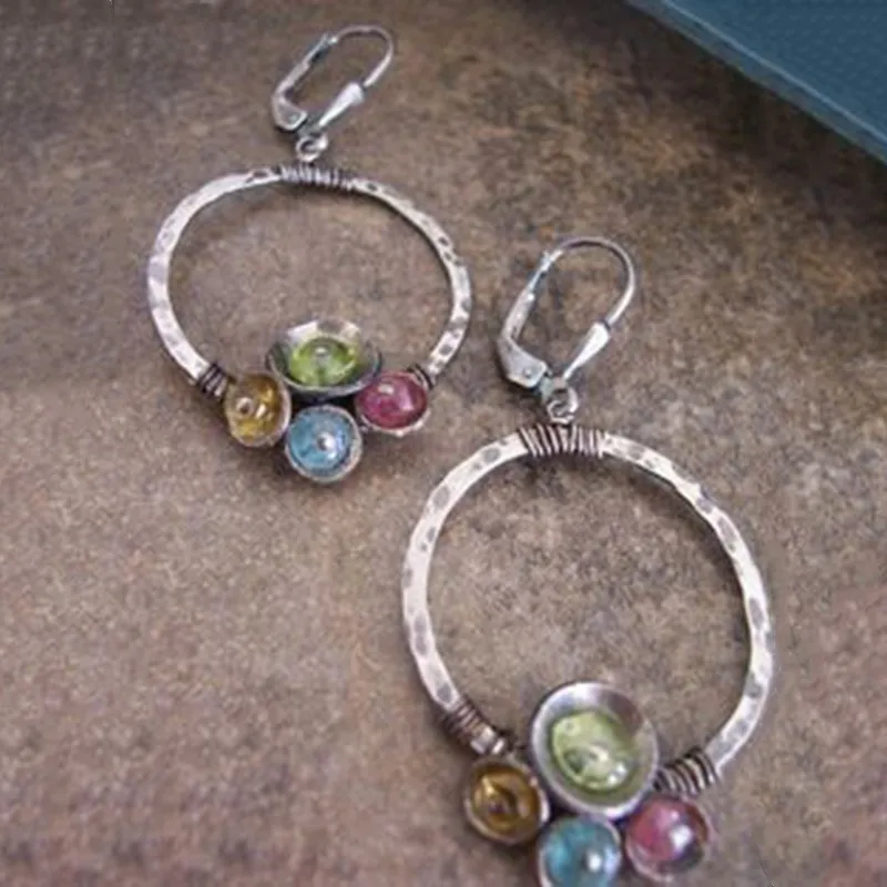 

Vintage Rainbow Big Hollow Circle Hanging Dangle Earrings Ethnic Tribal Earrings 2020 Exaggerated Jewelry aretes de mujer