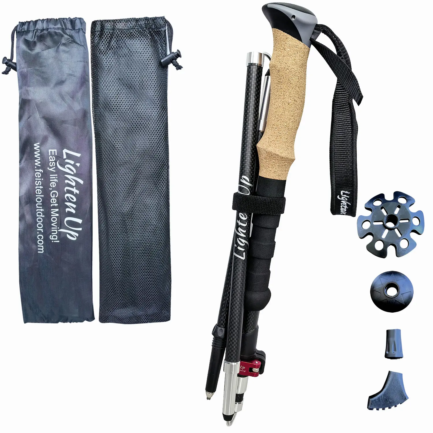 조정 가능한 탄소 섬유 야외 트레킹 폴 EVA 코르크 빠른 조절 잠금 장치 1pc/2pcs 워킹 스틱 남성용 초경량 폴