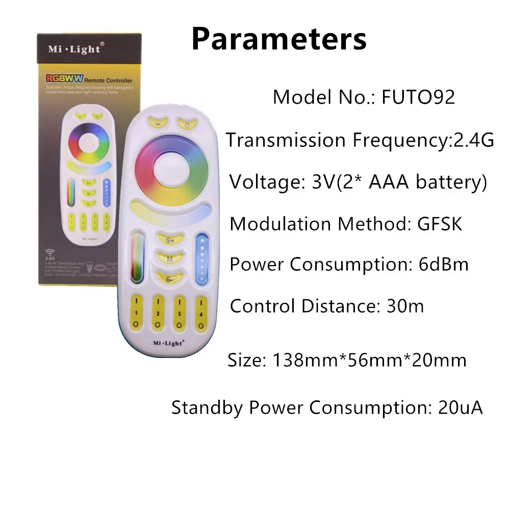 Mi BOXER-Télécommande sans fil à écran tactile LED, B4, T4, 2.4G, RGBCCT, RGBWW, contrôleur pour ampoule à bande LED, Downlight