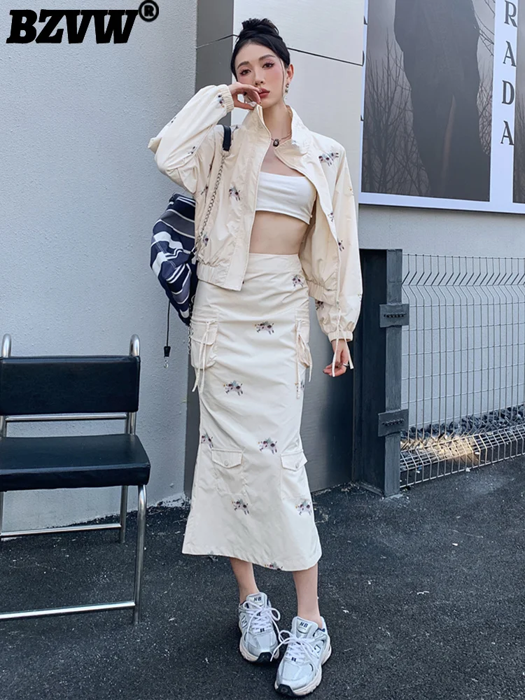 

Женский комплект из двух предметов BZVW, дизайнерский свитшот с принтом, Повседневная модная юбка, топ, 25X2826, весна-осень 2023