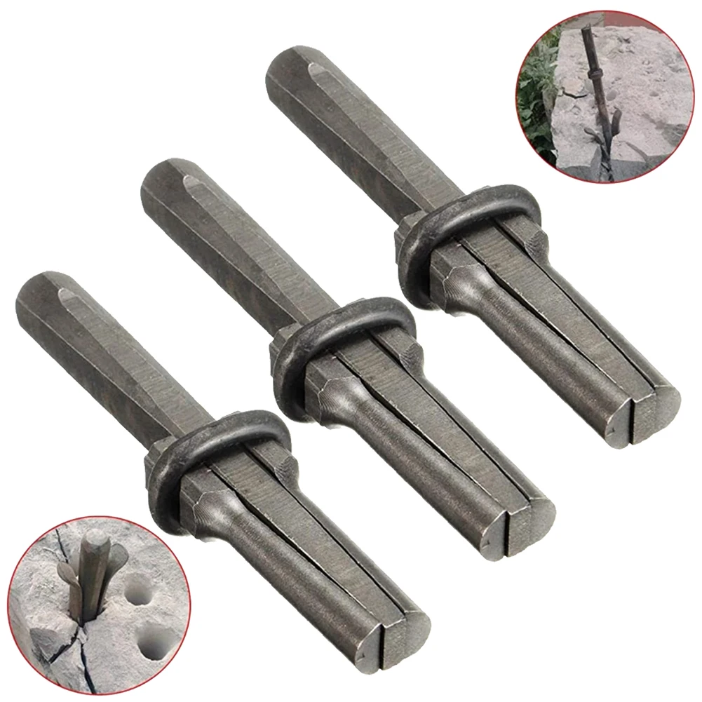 3PCSStoneSplittingToolStoneSplitterHeavyDutyMetalPlugWedges