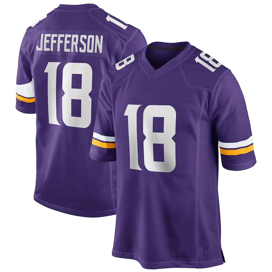 thumbnail image 1 of Camisetas de fútbol bordadas personalizadas de Minnesota para hombres, mujeres y jóvenes, camisetas de fútbol de Jefferson McCarthy Hockenson, 1 of 5