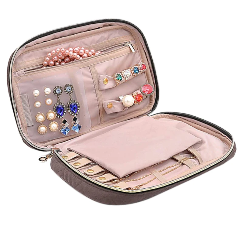 

Сумка для хранения ювелирных изделий, портативная дорожная вместительная сумочка для ожерелий, серег, косметики, браслетов, колец, часов