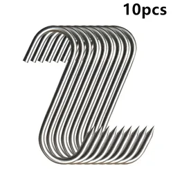 Stainless Steel Sharp Tip Hanging S Hooks for Kitchen and Butcher Shop (10Pcs)