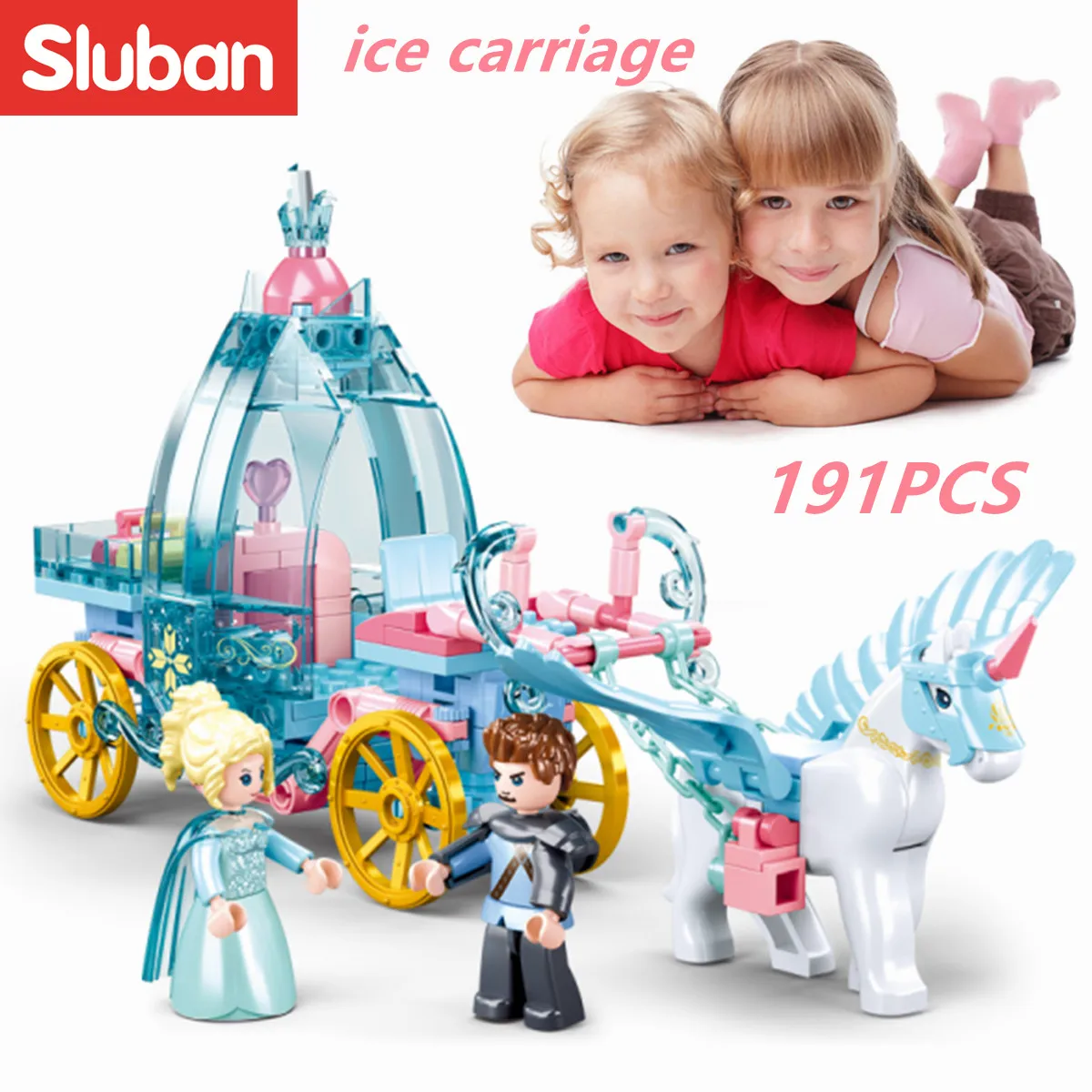 Конструктор Sluban, игрушки для девочек, мечта B0896, друзья, Сказочная страна, Королевский хорсар, ледовая каретка, 191 деталей, кирпичи, подходят для ведущих брендов