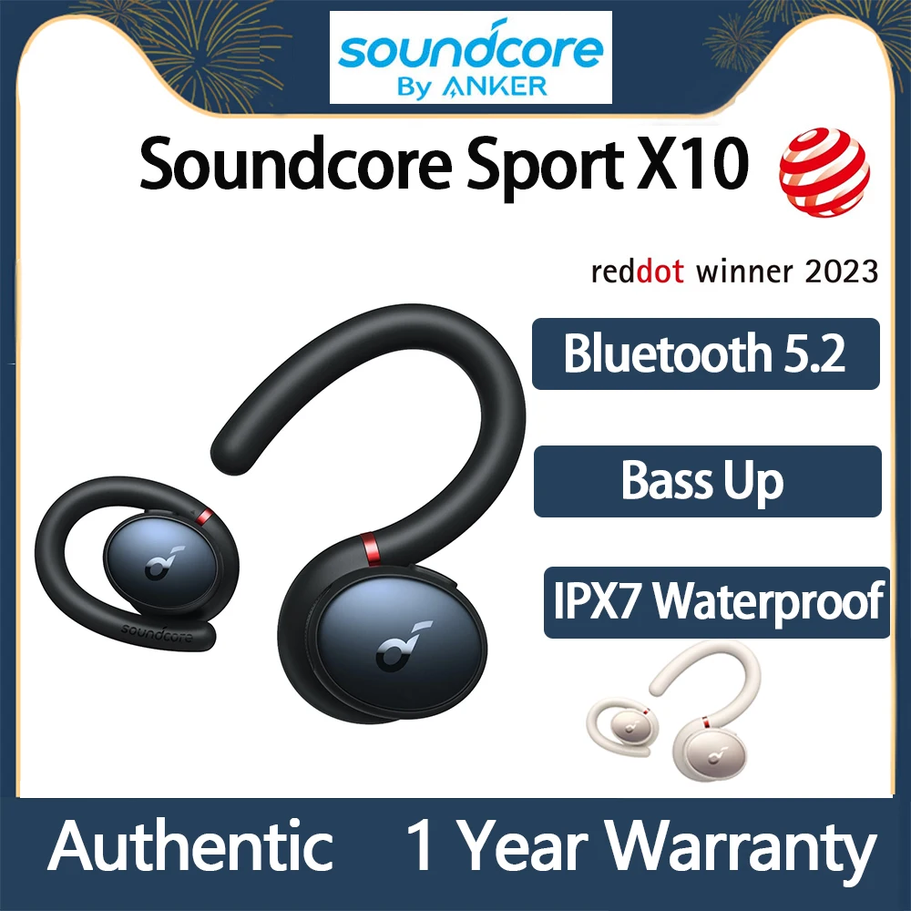 

Original Anker Soundcore Sport X10 Wireless Bluetooth Earphone Sports Ear Hooks Deep Bass IPX7 Waterproof Running Earbuds