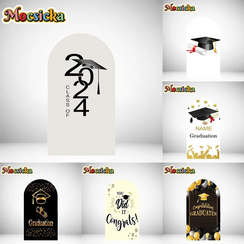 2024 Celebrate Graduation Double Sided Arch Cover Background Congratulations Graduation Season Party Decoration Backdrop