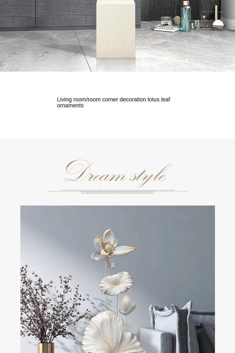 Lotus Rhyme Sculpture Decoration Living Room Large Floor Decoration Statue New Chinese Light Luxury Home Decor Housewarming Gift
